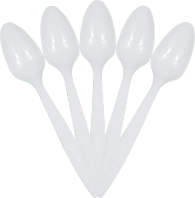 White Plastic Spoons - 100 Pack