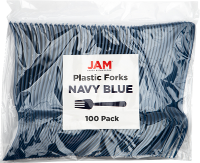 Navy Blue Plastic Forks - 100 Pack