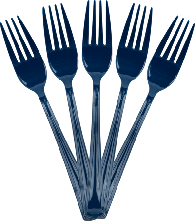 Navy Blue Plastic Forks - 100 Pack