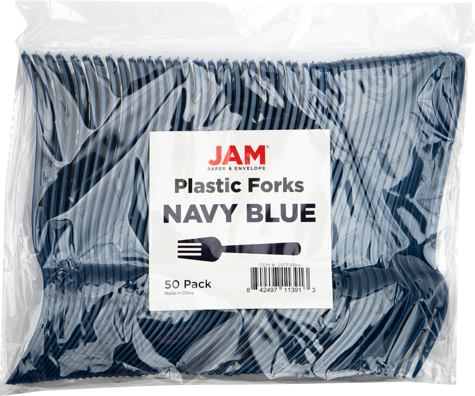 Navy Blue Plastic Forks - 50 Pack