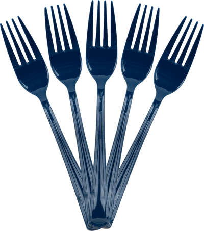 Navy Blue Plastic Forks - 50 Pack