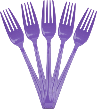 Purple Plastic Forks - 50 Pack
