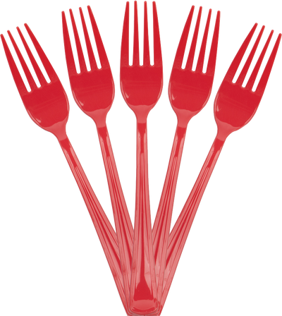 Red Plastic Forks - 50 Pack