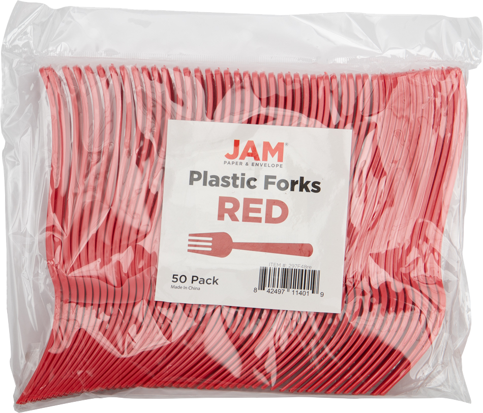 Red Plastic Forks - 50 Pack