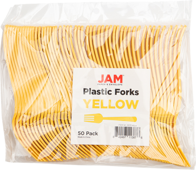 Yellow Plastic Forks - 50 Pack