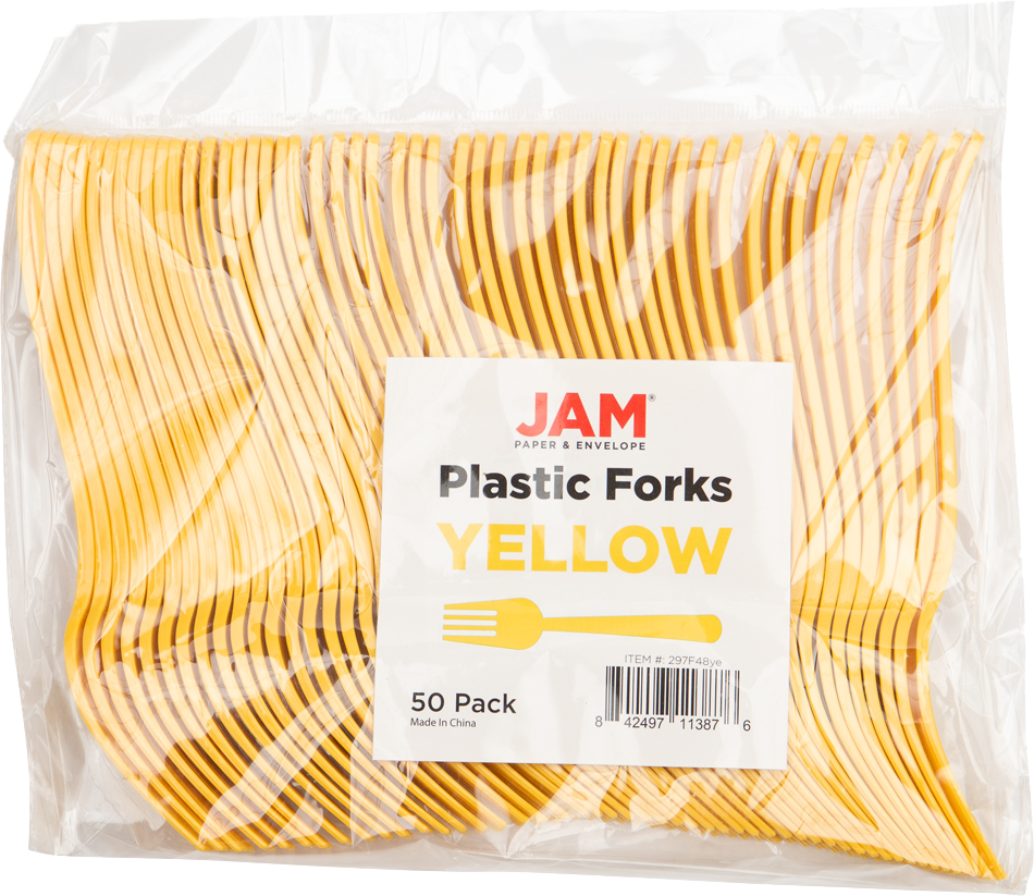 Yellow Plastic Forks - 50 Pack