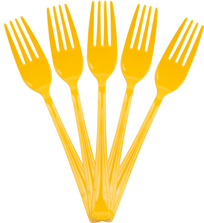 Yellow Plastic Forks - 50 Pack