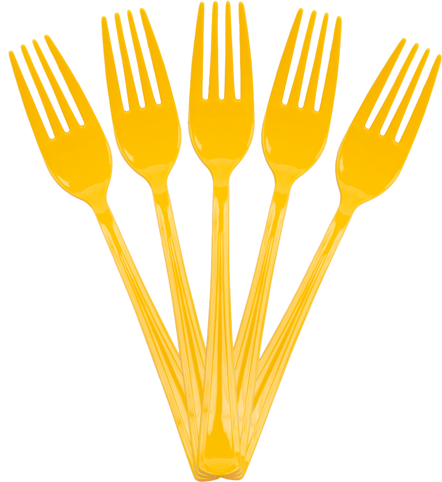 Yellow Plastic Forks - 50 Pack
