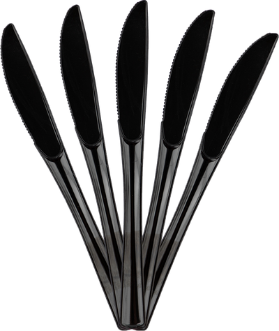 Black Plastic Knives - 50 Pack