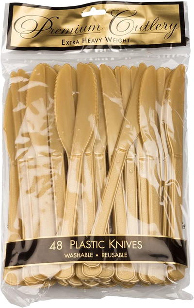Gold Plastic Knives - 50 Pack