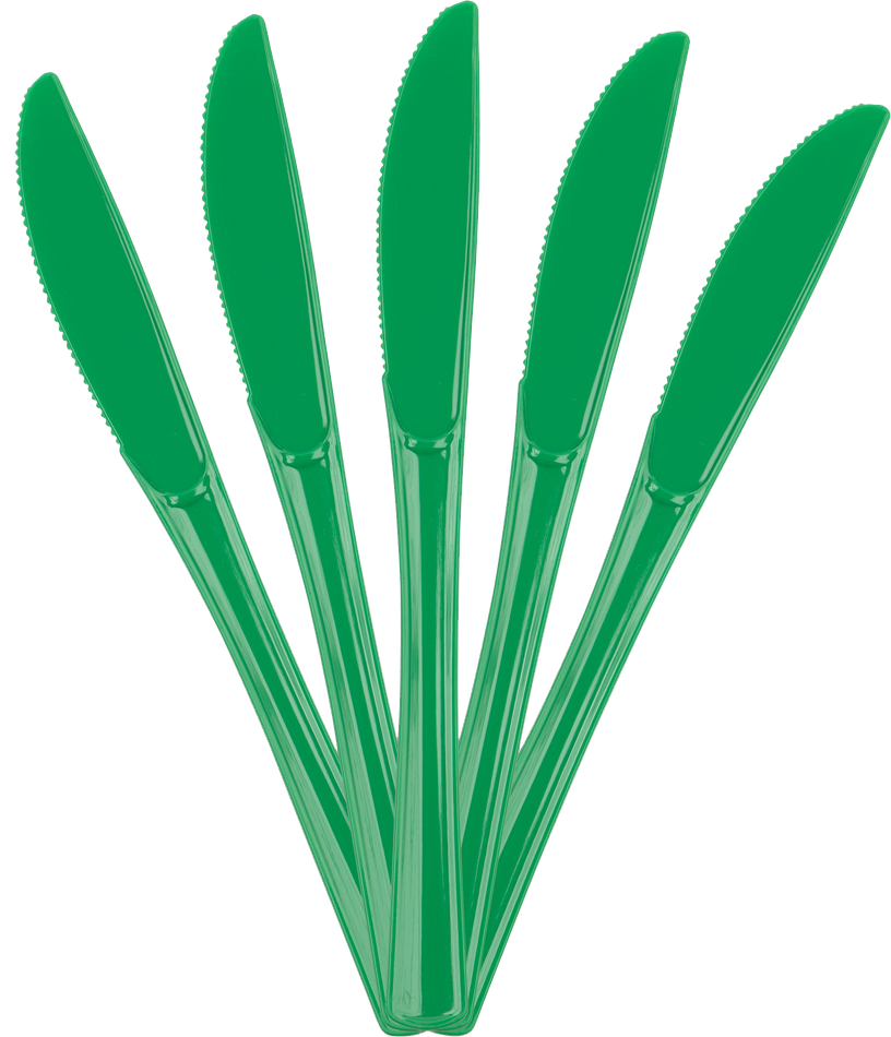 Green Plastic Knives - 50 Pack