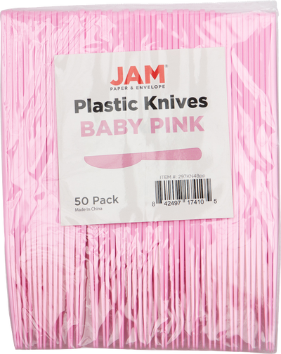 Baby Pink Plastic Knives - 50 Pack
