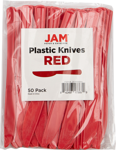 Red Plastic Knives - 50 Pack