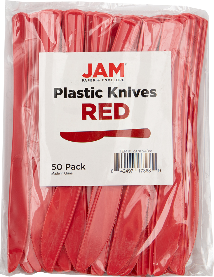 Red Plastic Knives - 50 Pack