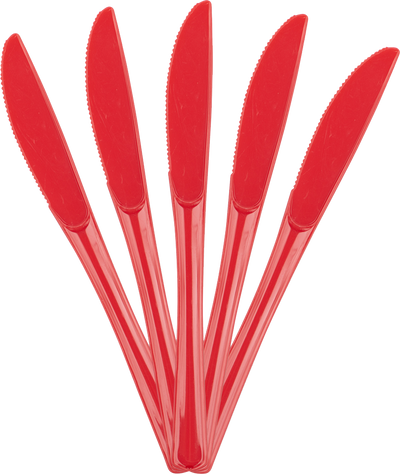 Red Plastic Knives - 50 Pack