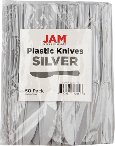 Silver Plastic Knives - 50 Pack