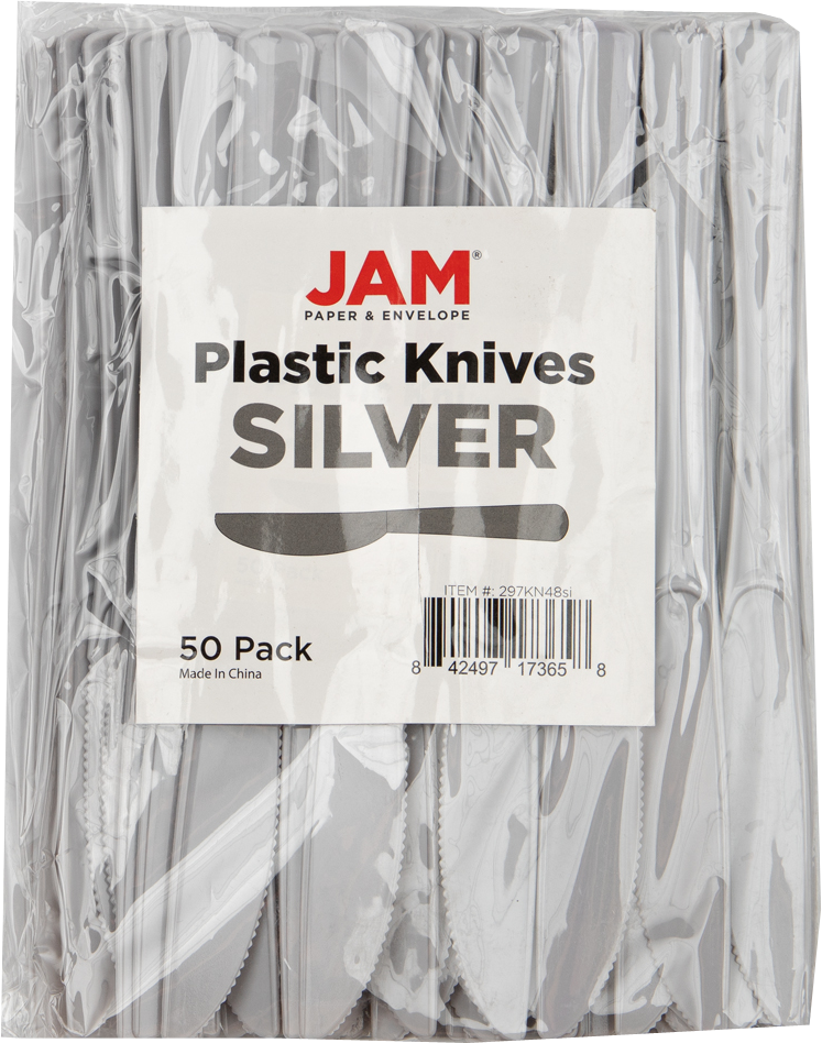 Silver Plastic Knives - 50 Pack