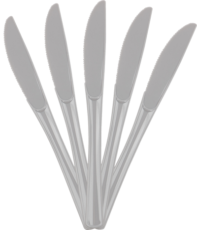 Silver Plastic Knives - 50 Pack