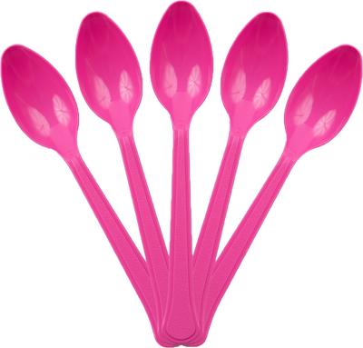 Fuschia Pink Plastic Spoons - 50 Pack