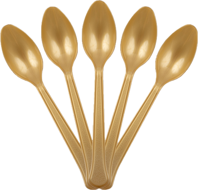 Gold Plastic Spoons - 50 Pack