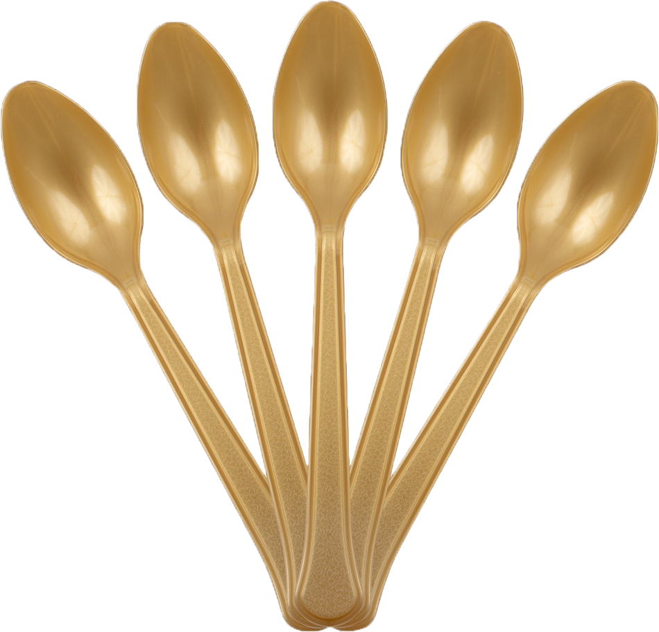 Gold Plastic Spoons - 50 Pack