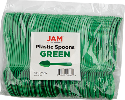 Green Plastic Spoons - 50 Pack