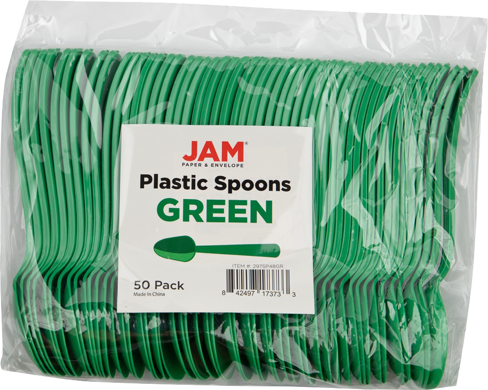 Green Plastic Spoons - 50 Pack