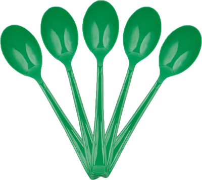 Green Plastic Spoons - 50 Pack