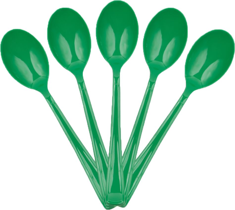 Green Plastic Spoons - 50 Pack