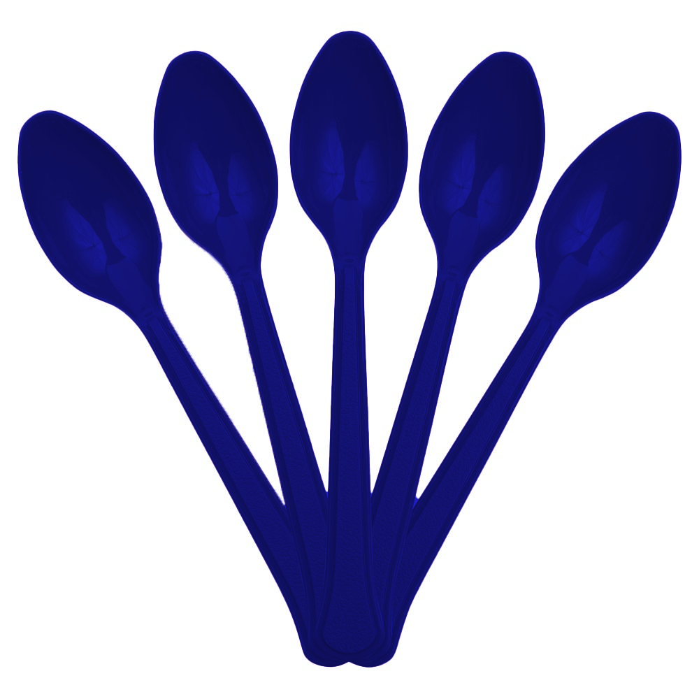 Navy Blue Plastic Spoons - 50 Pack