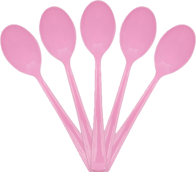 Baby Pink Plastic Spoons - 50 Pack