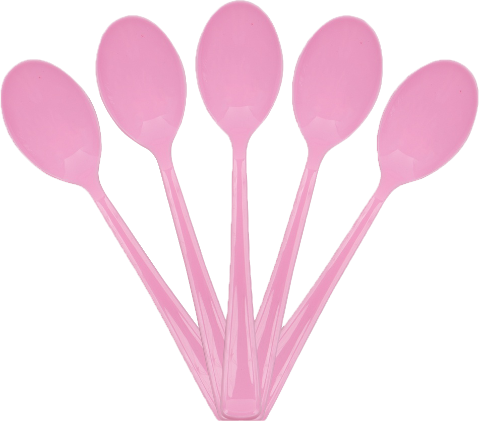 Baby Pink Plastic Spoons - 50 Pack