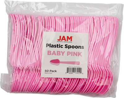 Baby Pink Plastic Spoons - 50 Pack