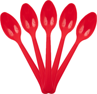 Red Plastic Spoons - 50 Pack