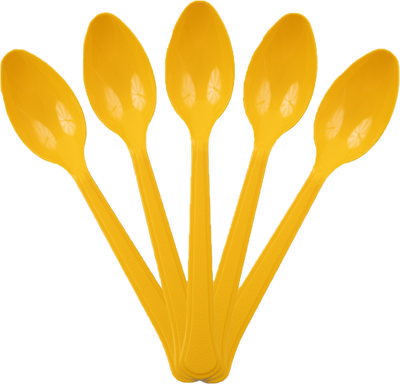 Yellow Plastic Spoons - 50 Pack