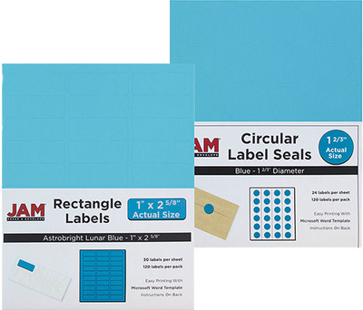Blue 1 x 2 5/8 Address and 1 x 1 2/3 Circle Labels Set