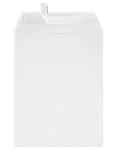 White 28lb 9 x 12 Open End Window Envelopes with Peel & Seal