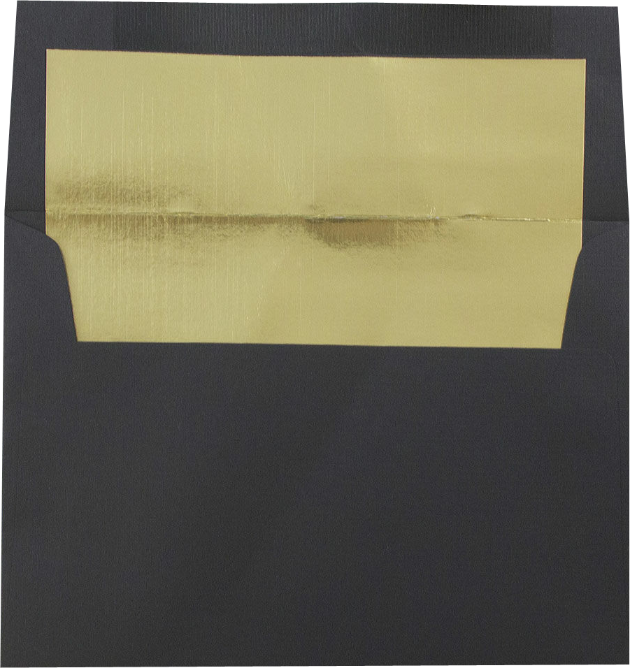Black Linen with Gold Foil Lining 32lb A6 Invitation Envelopes (4 3/4 x 6 1/2)