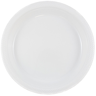 White Medium Plastic Plates (9 Inch) - 20 Pack