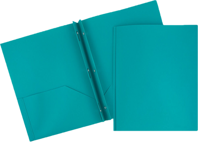 Teal Blue 9 x 12 Plastic Pop Folders with Clasp