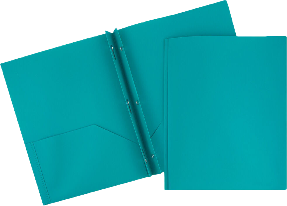 Teal Blue 9 x 12 Plastic Pop Folders with Clasp