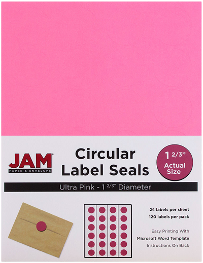 Pink 1 x 2 5/8 Address and 1 x 1 2/3 Circle Labels Set