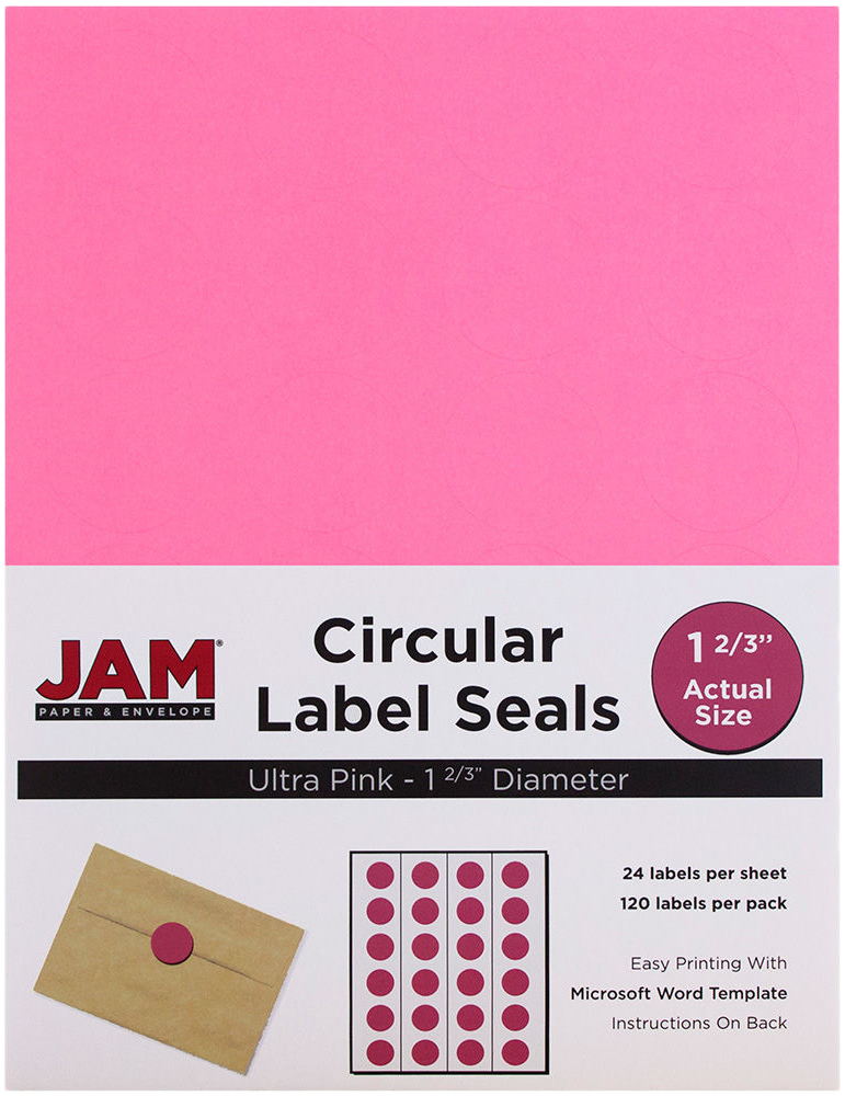 Pink 1 x 2 5/8 Address and 1 x 1 2/3 Circle Labels Set