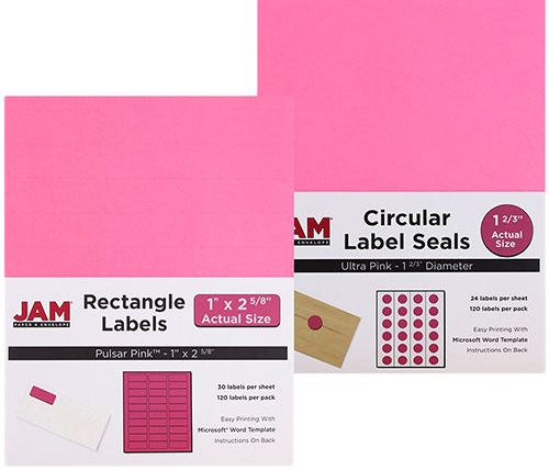 Pink 1 x 2 5/8 Address and 1 x 1 2/3 Circle Labels Set