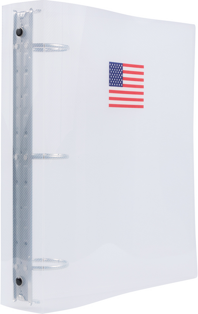 Clear American Flag Clear Plastic 2 Inch 3-Ring Binder