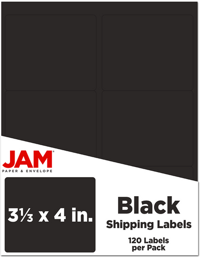 Black 3 1/3 x 4 Shipping Labels