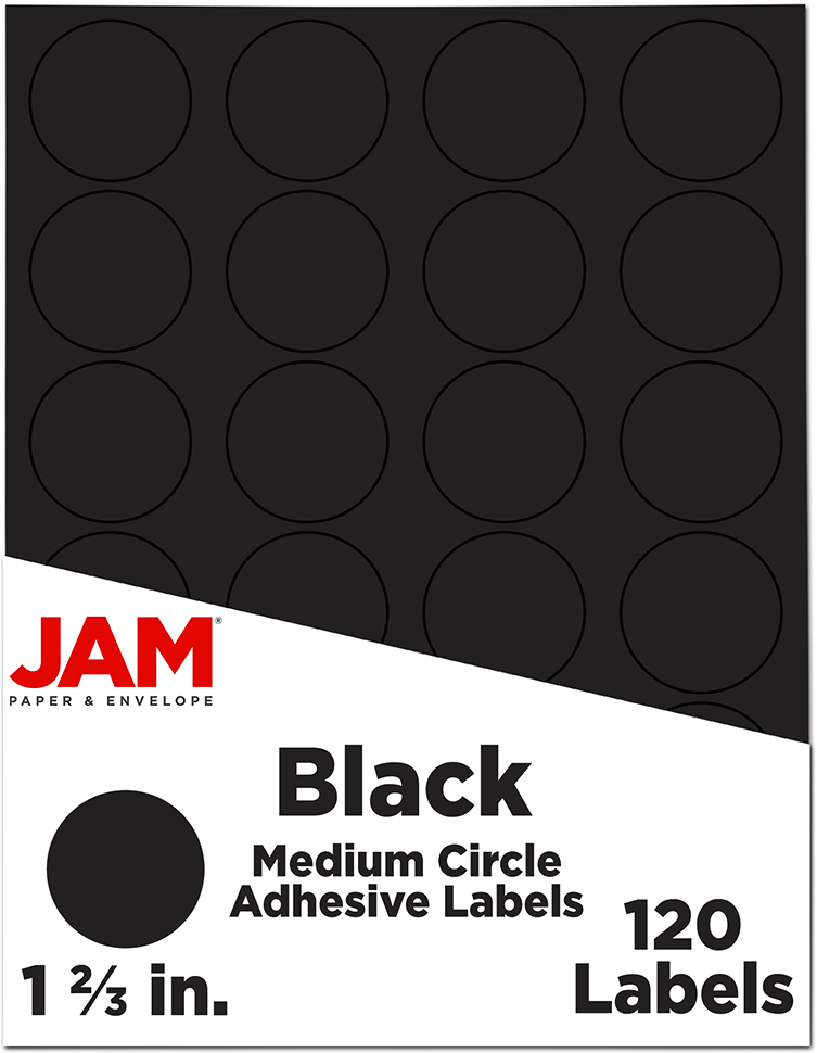Black Medium 1 2/3 Inch Round Labels