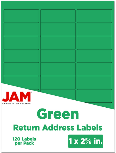 Green 1 x 2 5/8 Return Address Labels