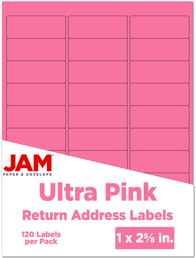 Ultra Pink 1 x 2 5/8 Return Address Labels