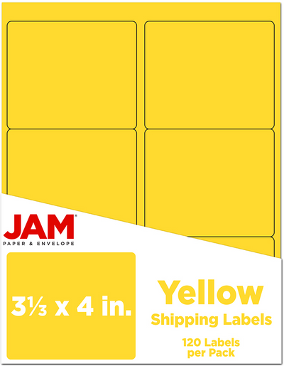 Yellow 3 1/3 x 4 Shipping Labels
